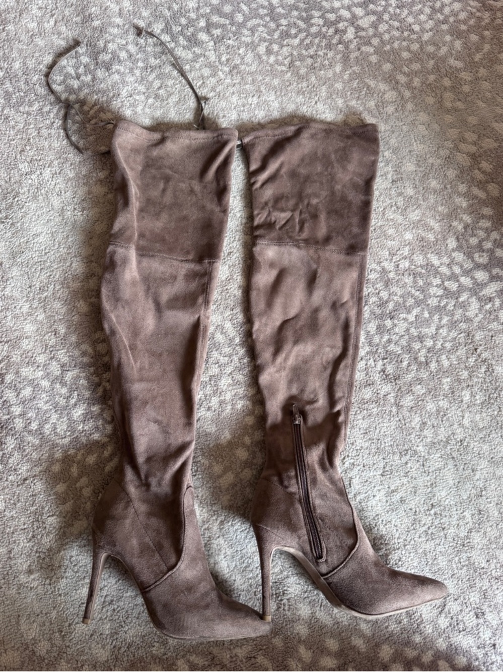 Women's Over-the-Knee Suede Stiletto Boots - Brown